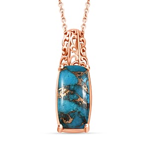 EverTrue Matrix Chestnut Brine Turquoise 10.25 ctw Pendant in 14K RG Over Copper with Magnet and ION Plated RG Stainless Steel Necklace 20 Inches