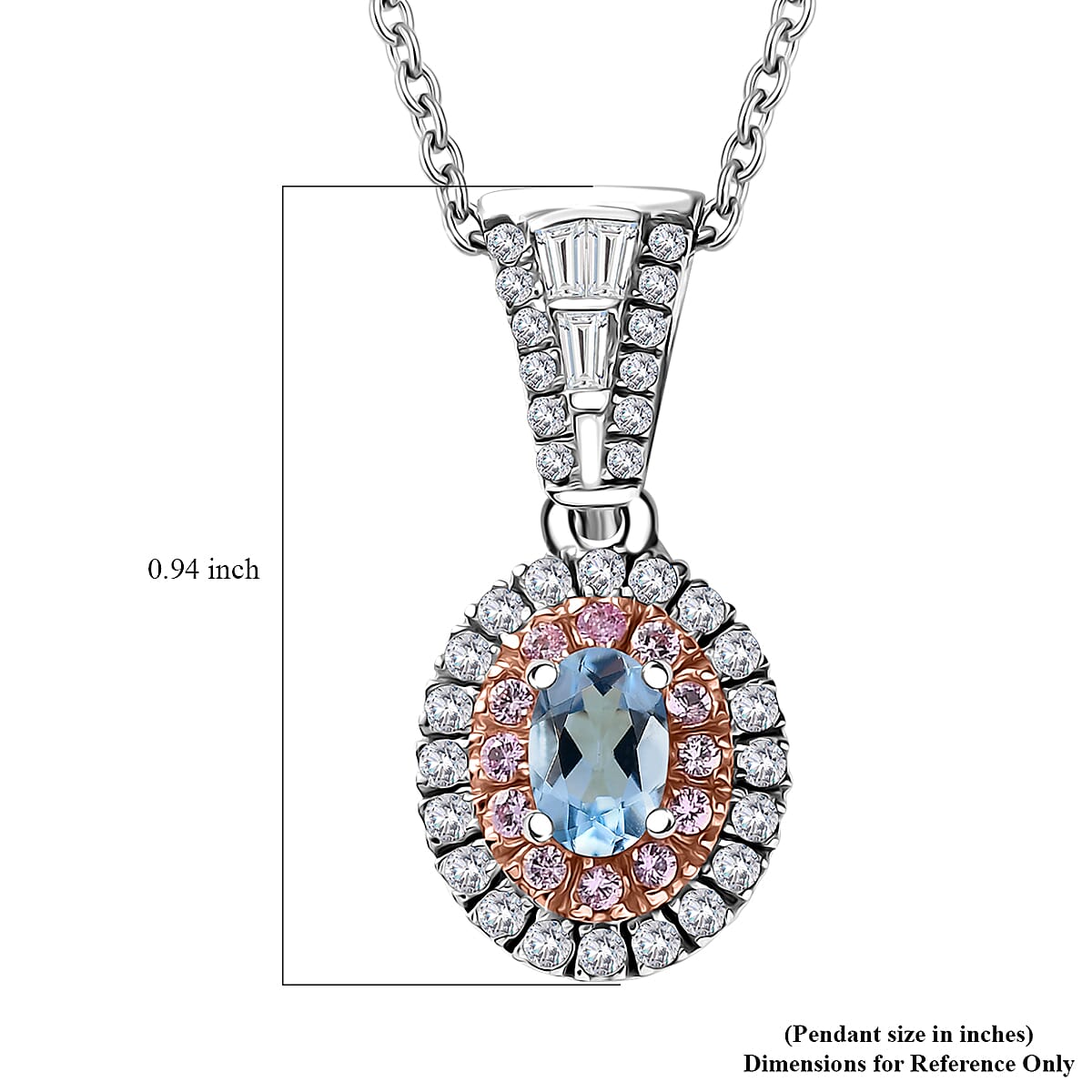 Santa Maria Aquamarine and Multi Gemstone 1.10 ctw Aqua Blossom Pendant Necklace in Rhodium Over Sterling Silver 20 Inches image number 6