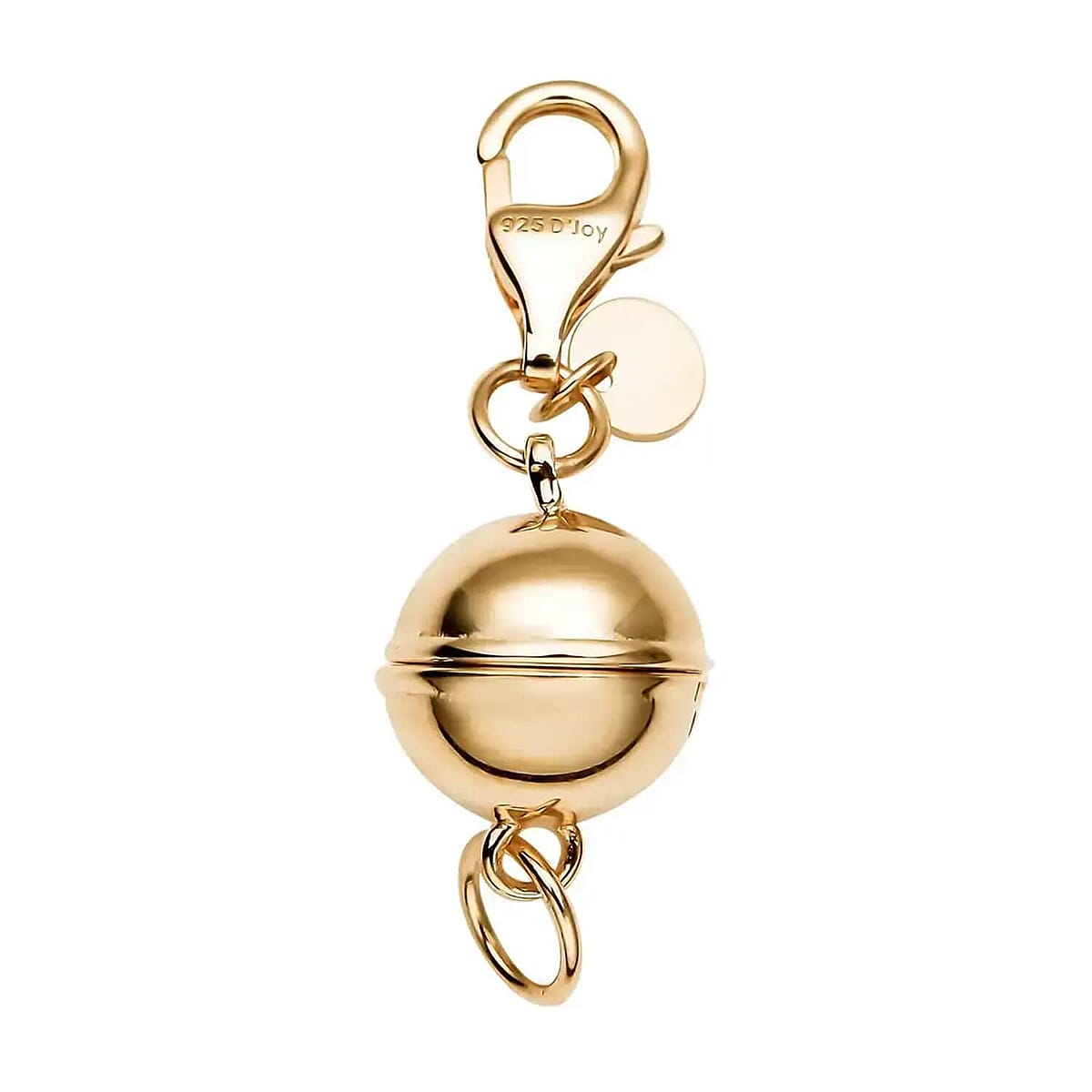 Set of 2 14K Yellow Gold Over Sterling Silver Magnetic Lock, Jewelry Lock with Lobster Clasp, Silver Jewelry Clasp, Round Magnetic Lock in Silver 2.50 Grams image number 1