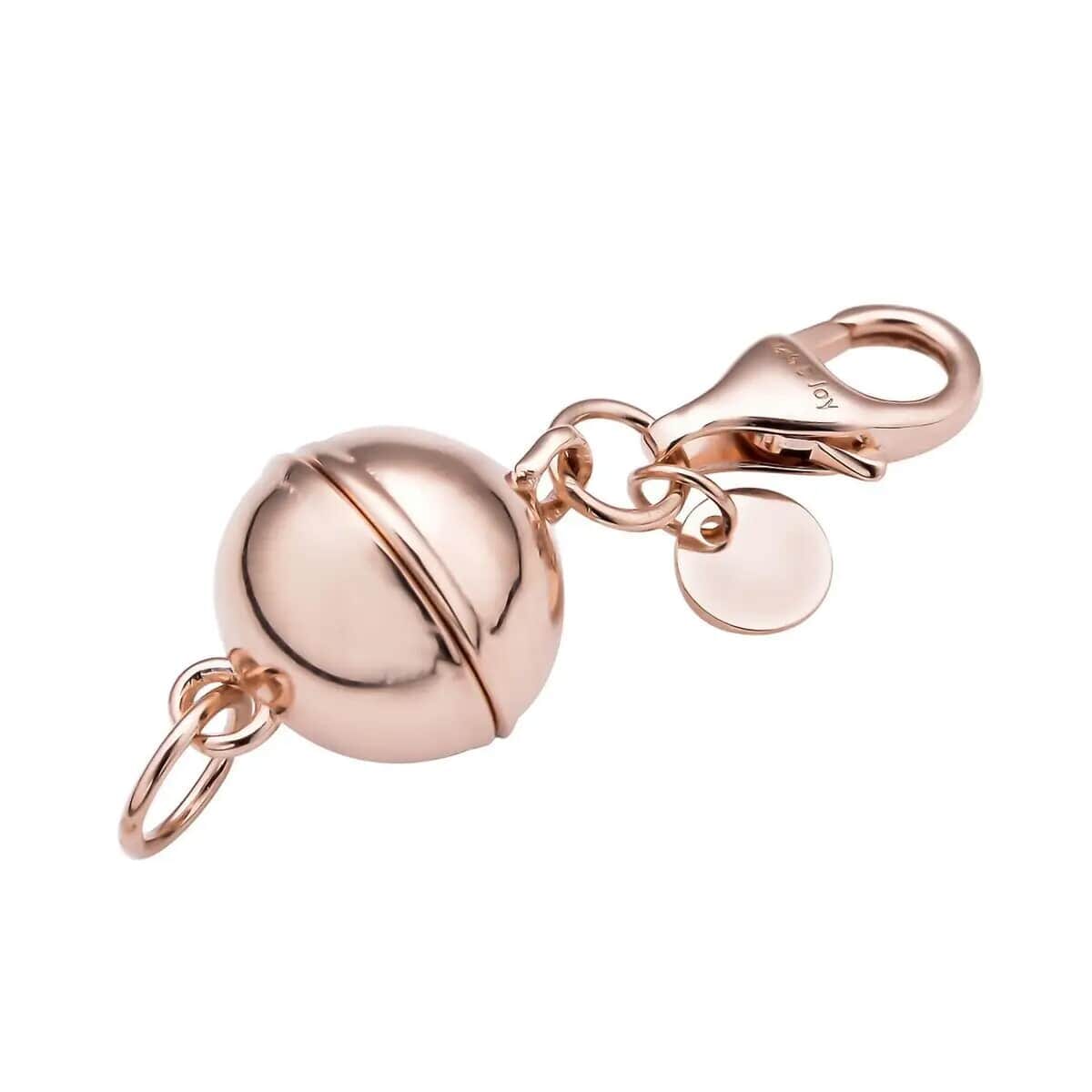 Set of 2 14K Rose Gold Over Sterling Silver Magnetic Lock, Jewelry Lock with Lobster Clasp, Silver Jewelry Clasp, Round Magnetic Lock in Silver 2.50 Grams image number 5