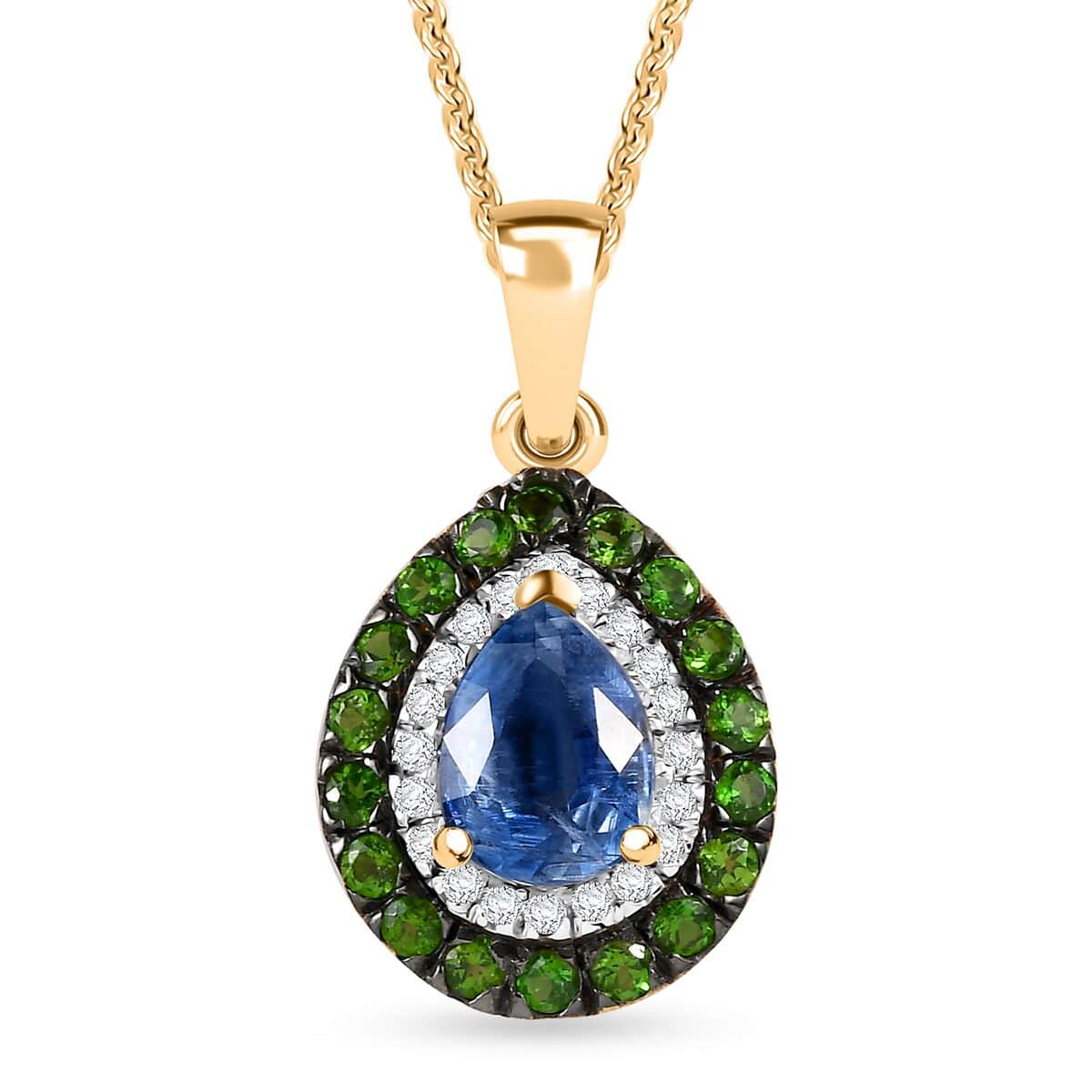 Kashmir Kyanite and Multi Gemstone 1.90 ctw Pendant Necklace in 18K Vermeil Yellow Gold Over Sterling Silver 20 Inches image number 0