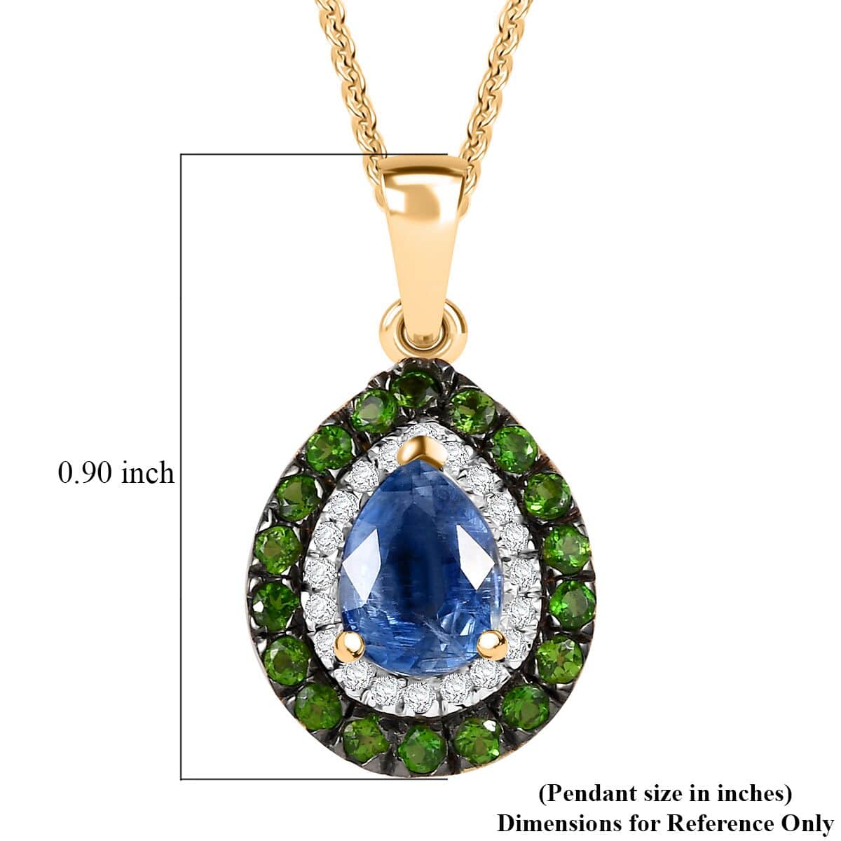 Kashmir Kyanite and Multi Gemstone 1.90 ctw Pendant Necklace in 18K Vermeil Yellow Gold Over Sterling Silver 20 Inches image number 6