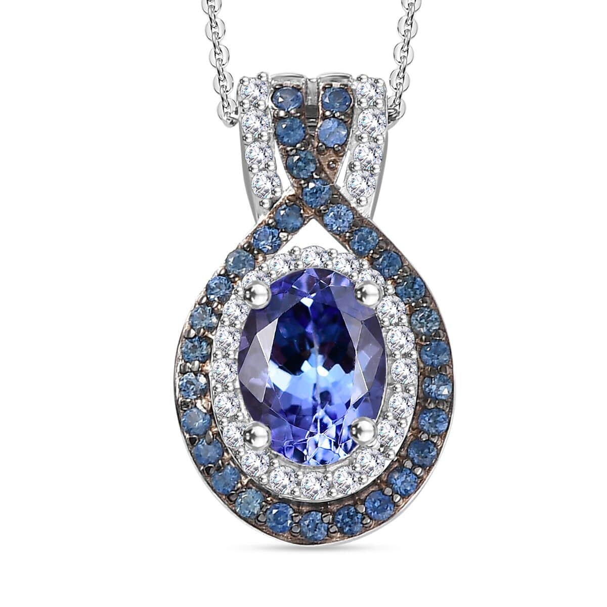 TLV Tanzanite, Multi Gemstone Pendant Necklace (20 Inches) in Rhodium Over Sterling Silver 1.90 ctw image number 0