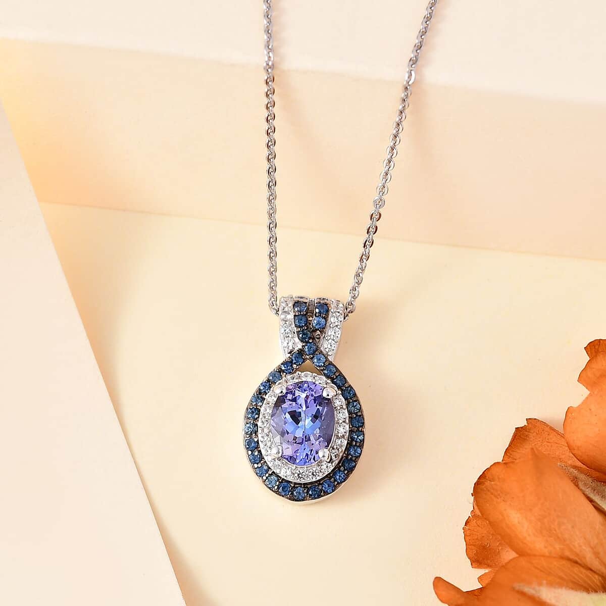 TLV Tanzanite, Multi Gemstone Pendant Necklace (20 Inches) in Rhodium Over Sterling Silver 1.90 ctw image number 1