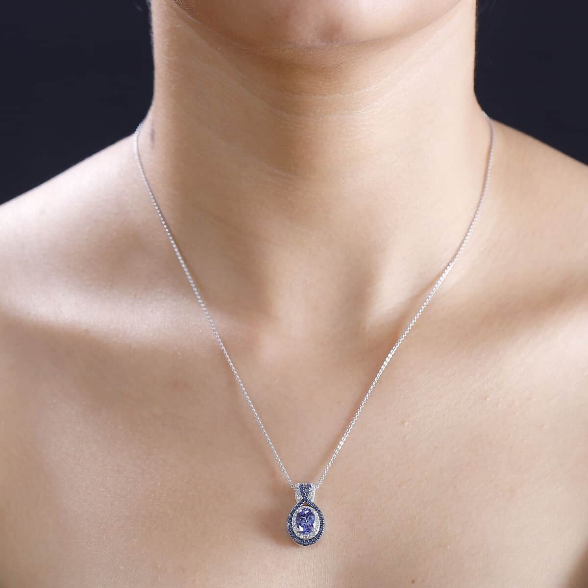 TLV Tanzanite, Multi Gemstone Pendant Necklace (20 Inches) in Rhodium Over Sterling Silver 1.90 ctw image number 2