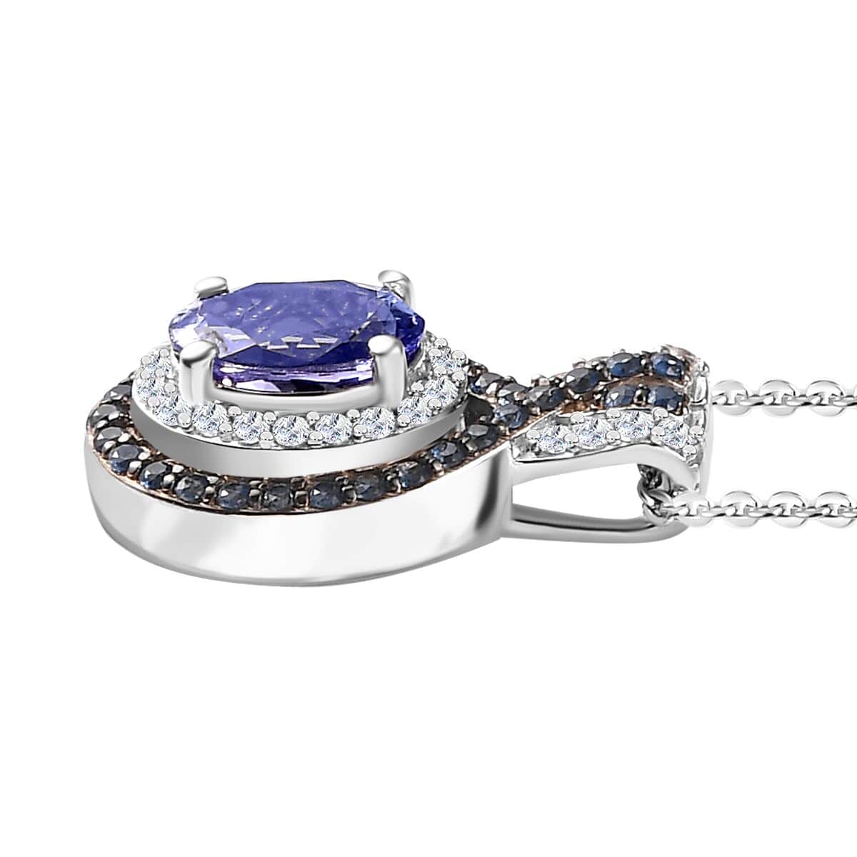 TLV Tanzanite, Multi Gemstone Pendant Necklace (20 Inches) in Rhodium Over Sterling Silver 1.90 ctw image number 3