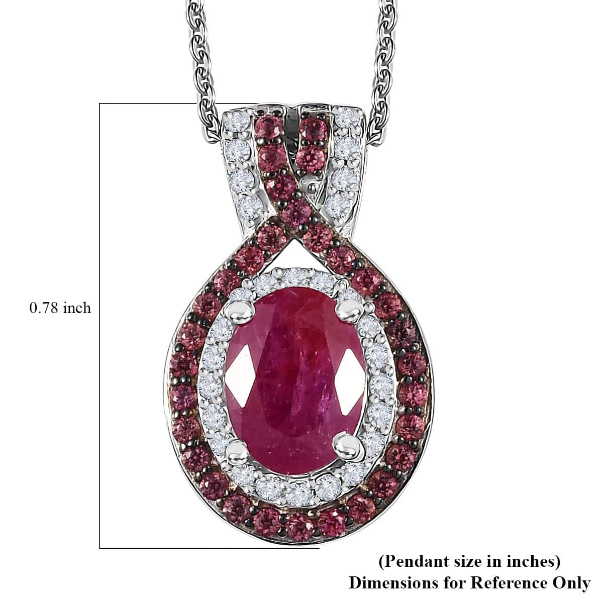 Mozambique Ruby and Multi Gemstone 2.35 ctw Pendant Necklace 20 Inches in Rhodium Over Sterling Silver image number 6