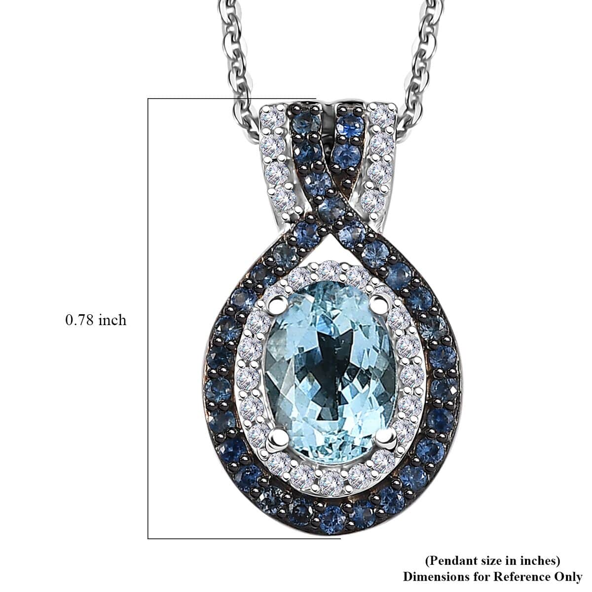 Mangoro Aquamarine and Multi Gemstone 1.65 ctw Pendant Necklace 20 Inches in Rhodium Over Sterling Silver image number 6