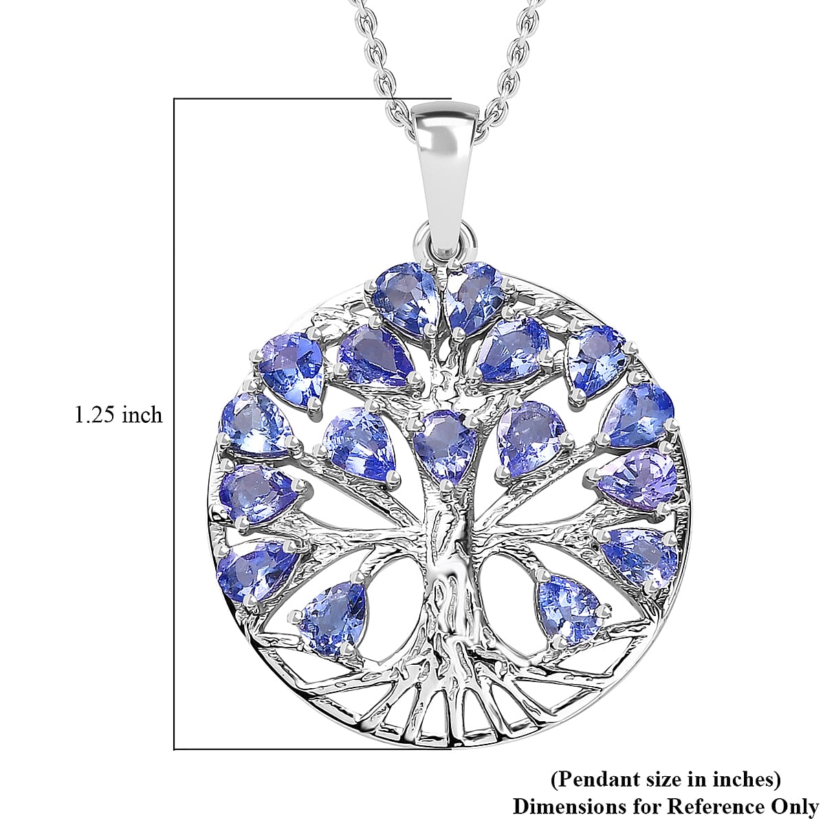 Tanzanite 2.60 ctw Tree of Life Pendant Necklace in Rhodium Over Sterling Silver 20 Inches