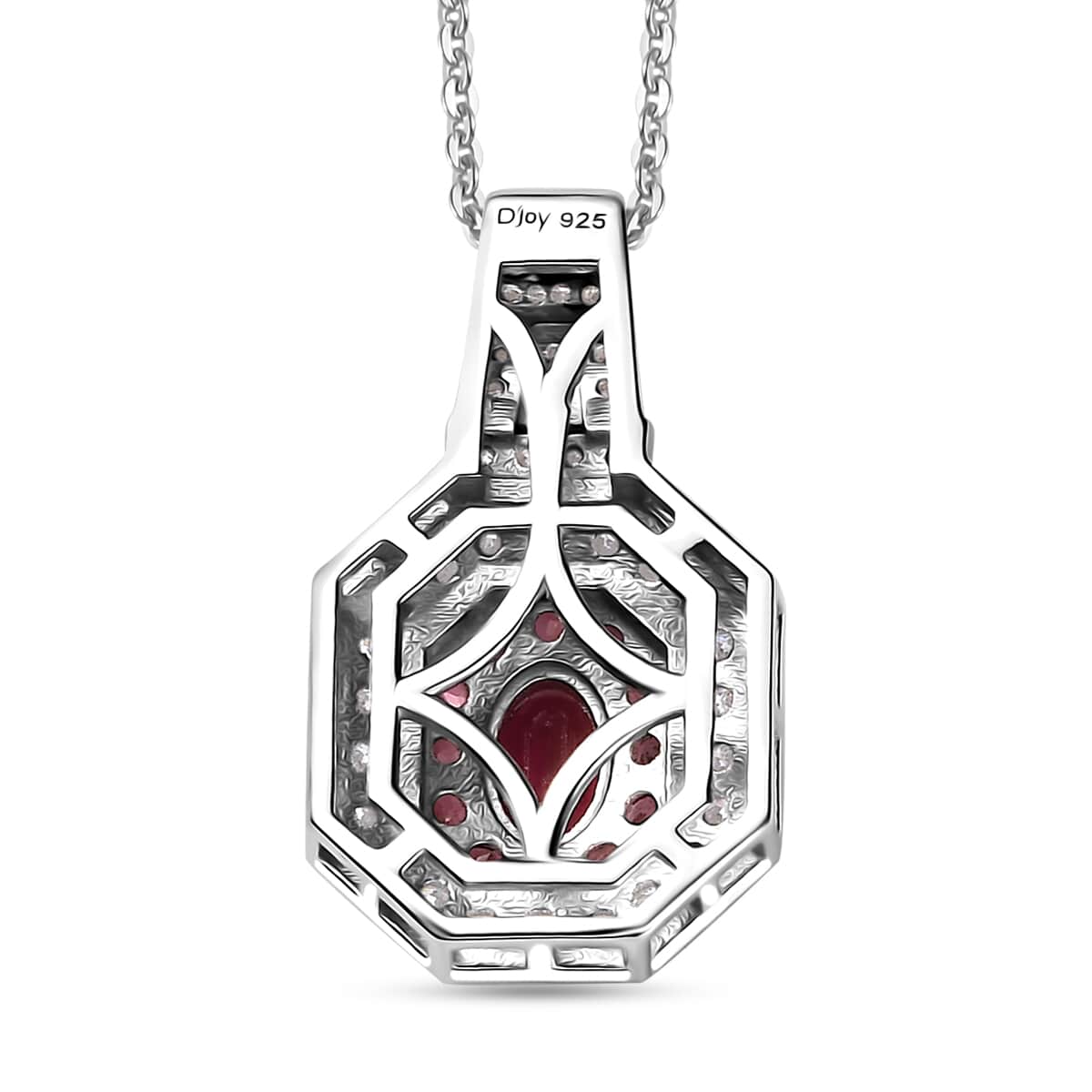 Ofiki Rubellite and Moissanite 1.50 ctw Pendant Necklace in Rhodium Over Sterling Silver 20 Inches image number 4