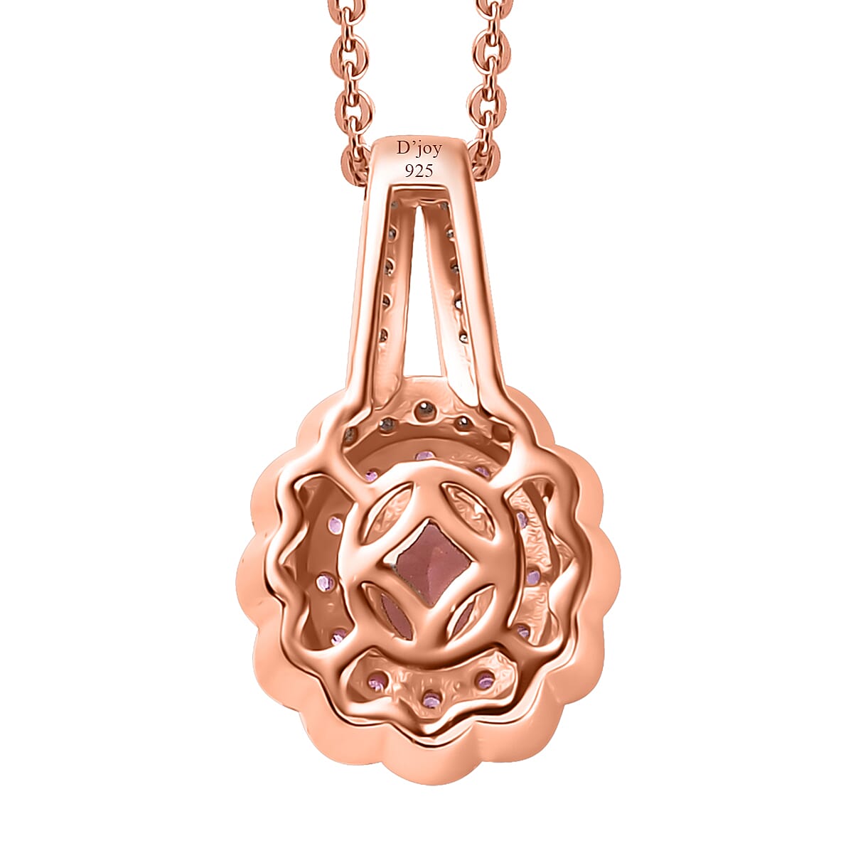 Premium Blush Tourmaline and Multi Gemstone 0.85 ctw Floral Pendant Necklace in 18K Vermeil Rose Gold Over Sterling Silver 20 Inches