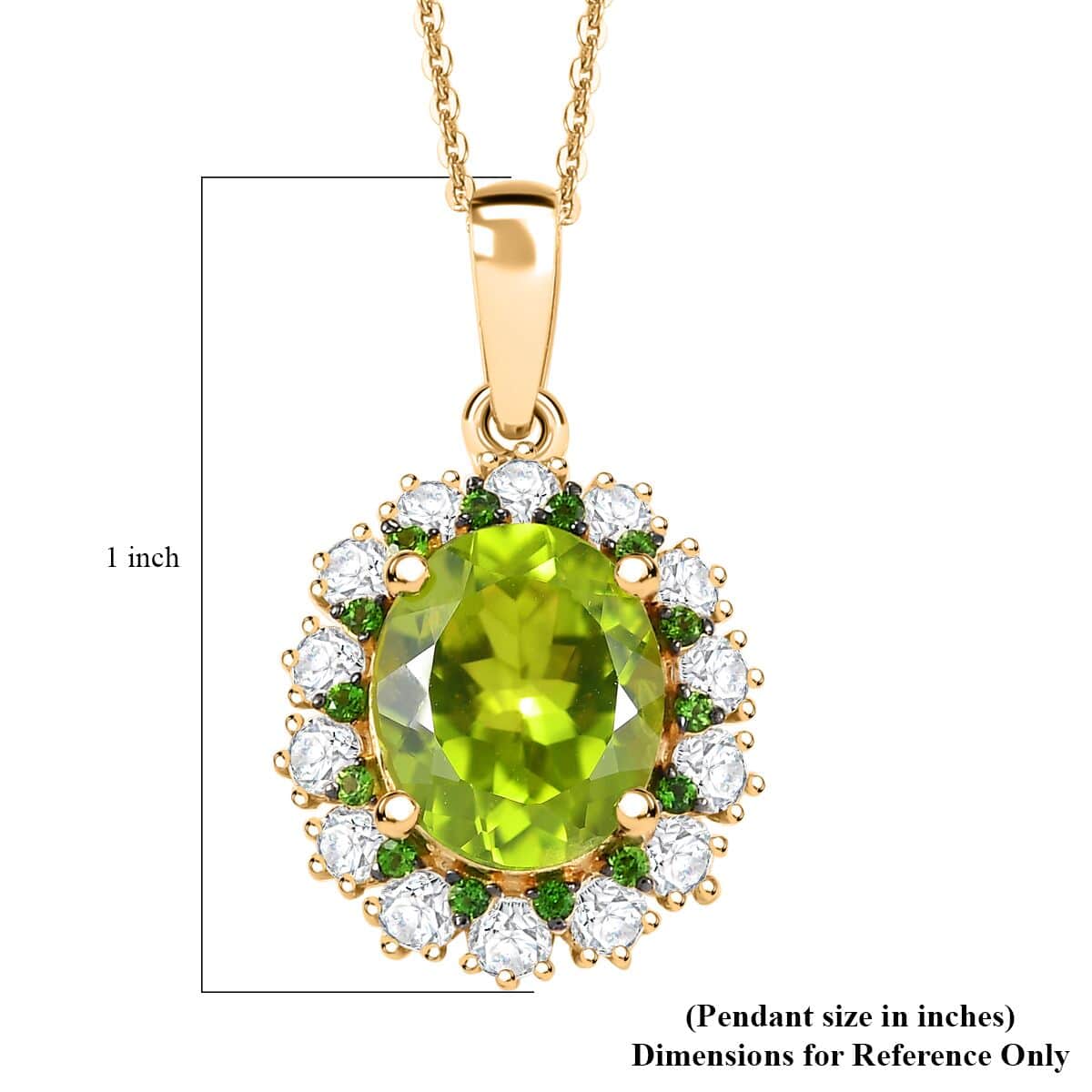 Hebei Peridot and Multi Gemstone 5.40 ctw Chrysanthemum Flower Pendant Necklace in 18K Vermeil Yellow Gold Over Sterling Silver 20 Inches image number 6