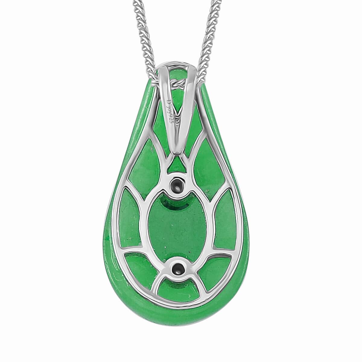 Green Jade (D), Chrome Diopside and White Zircon 6.80 ctw Eternal Harmony Pendant Necklace in Platinum Over and Rhodium Over Sterling Silver 18 Inches image number 3