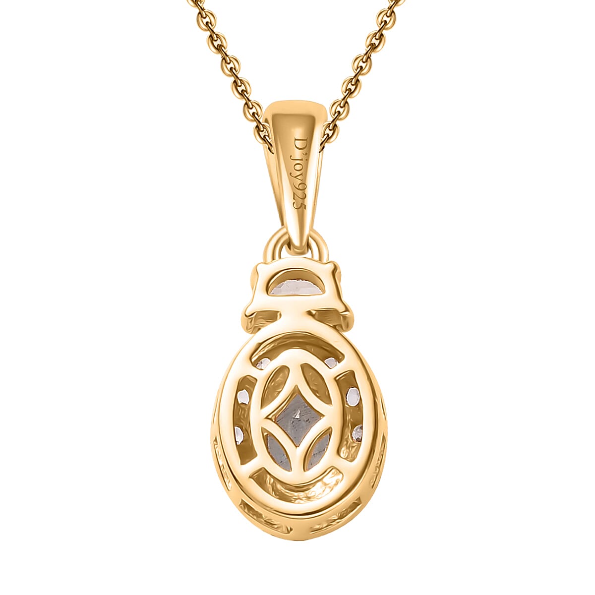 Santa Maria Aquamarine and White Zircon 0.90 ctw Half Moon Pendant Necklace in 18K Vermeil Yellow Gold Over Sterling Silver 20 Inches