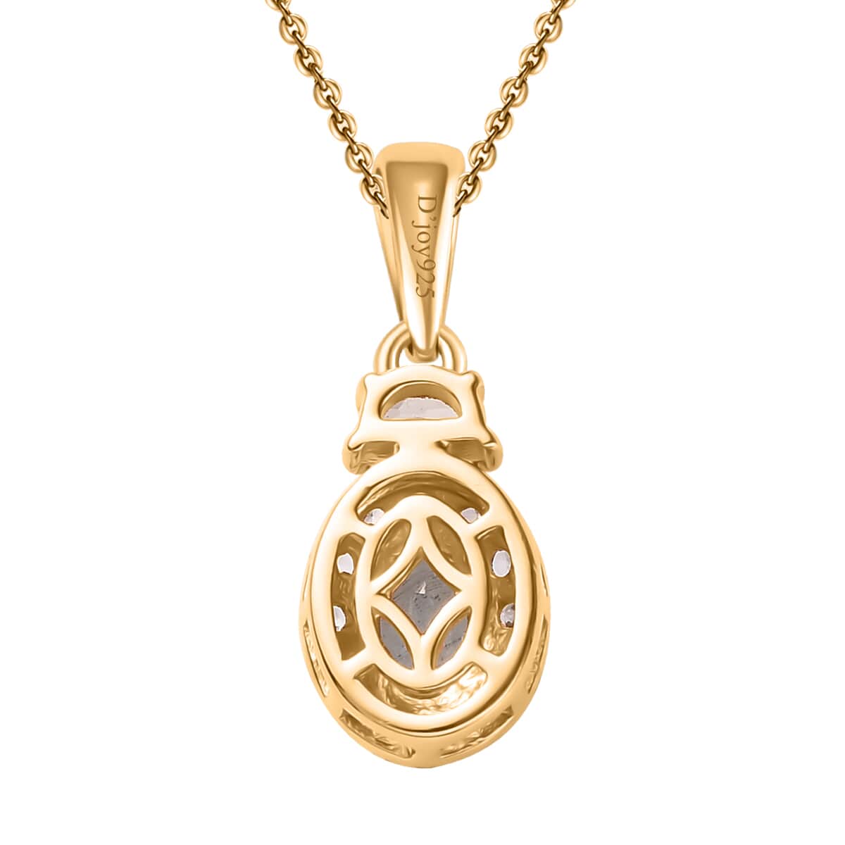 Santa Maria Aquamarine and White Zircon 0.90 ctw Half Moon Pendant Necklace in 18K Vermeil Yellow Gold Over Sterling Silver 20 Inches image number 4