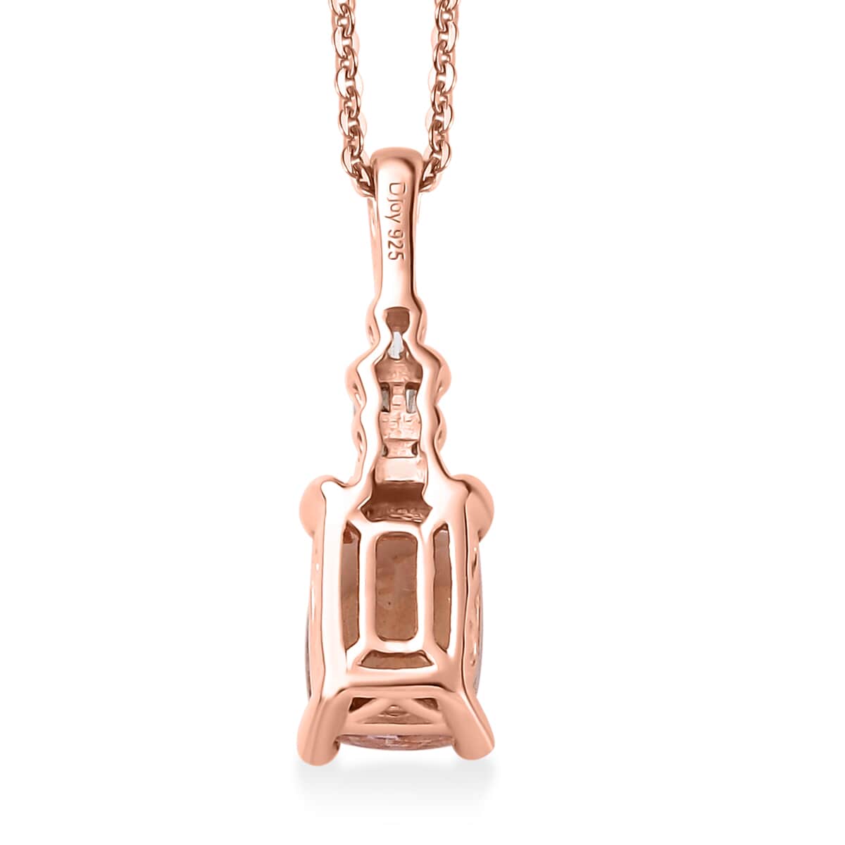 Premium Marropino Morganite and Diamond 0.90 ctw Ballerina Pendant Necklace in 18K Vermeil Rose Gold Over Sterling Silver 20 Inches image number 4