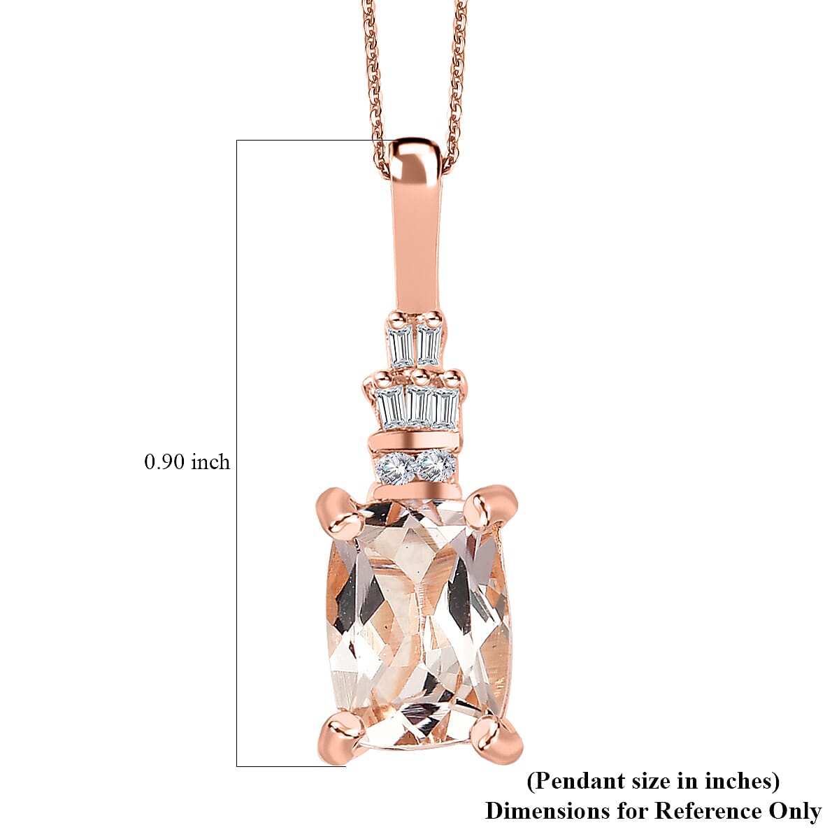 Premium Marropino Morganite and Diamond 0.90 ctw Ballerina Pendant Necklace in 18K Vermeil Rose Gold Over Sterling Silver 20 Inches