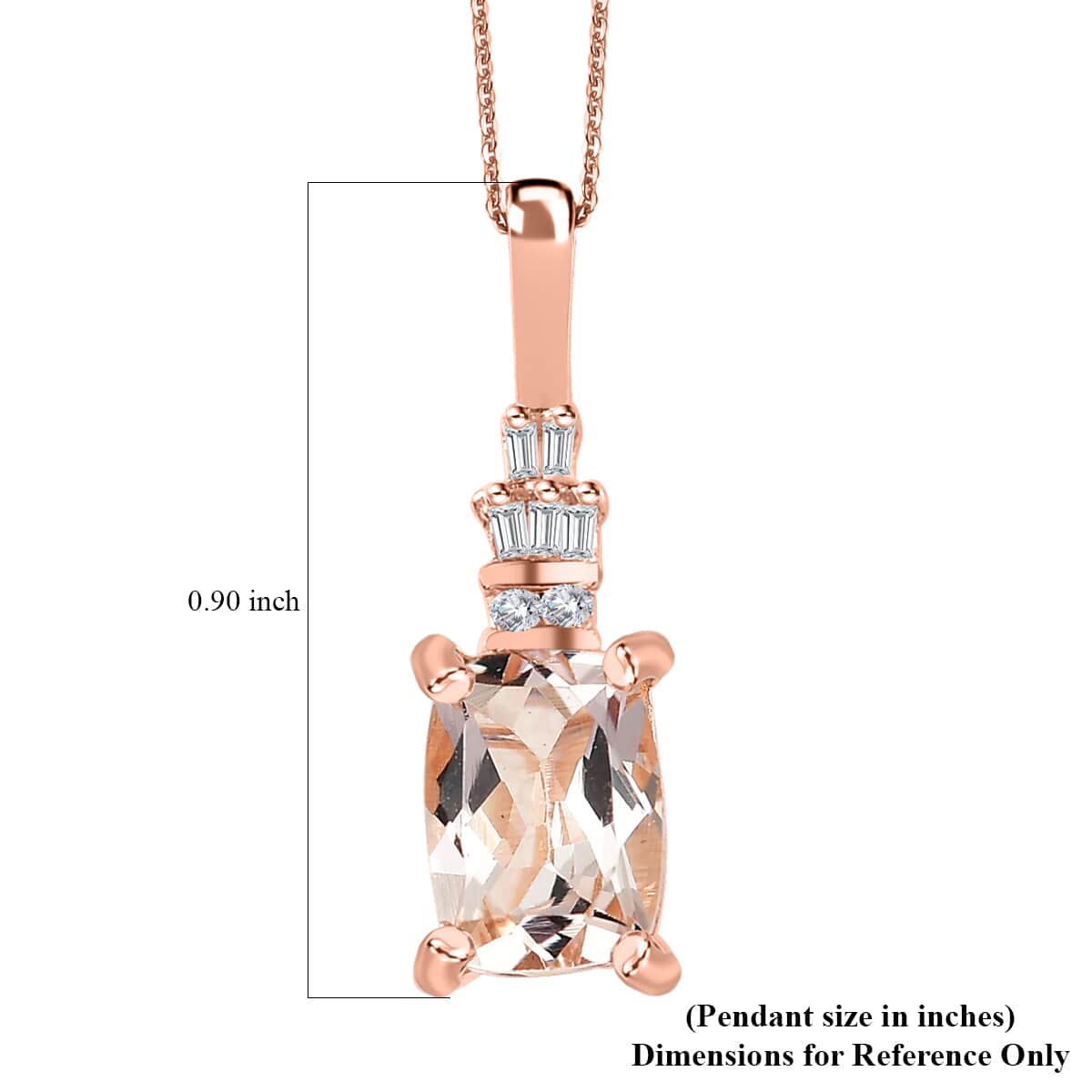 Premium Marropino Morganite and Diamond 0.90 ctw Ballerina Pendant Necklace in 18K Vermeil Rose Gold Over Sterling Silver 20 Inches image number 6