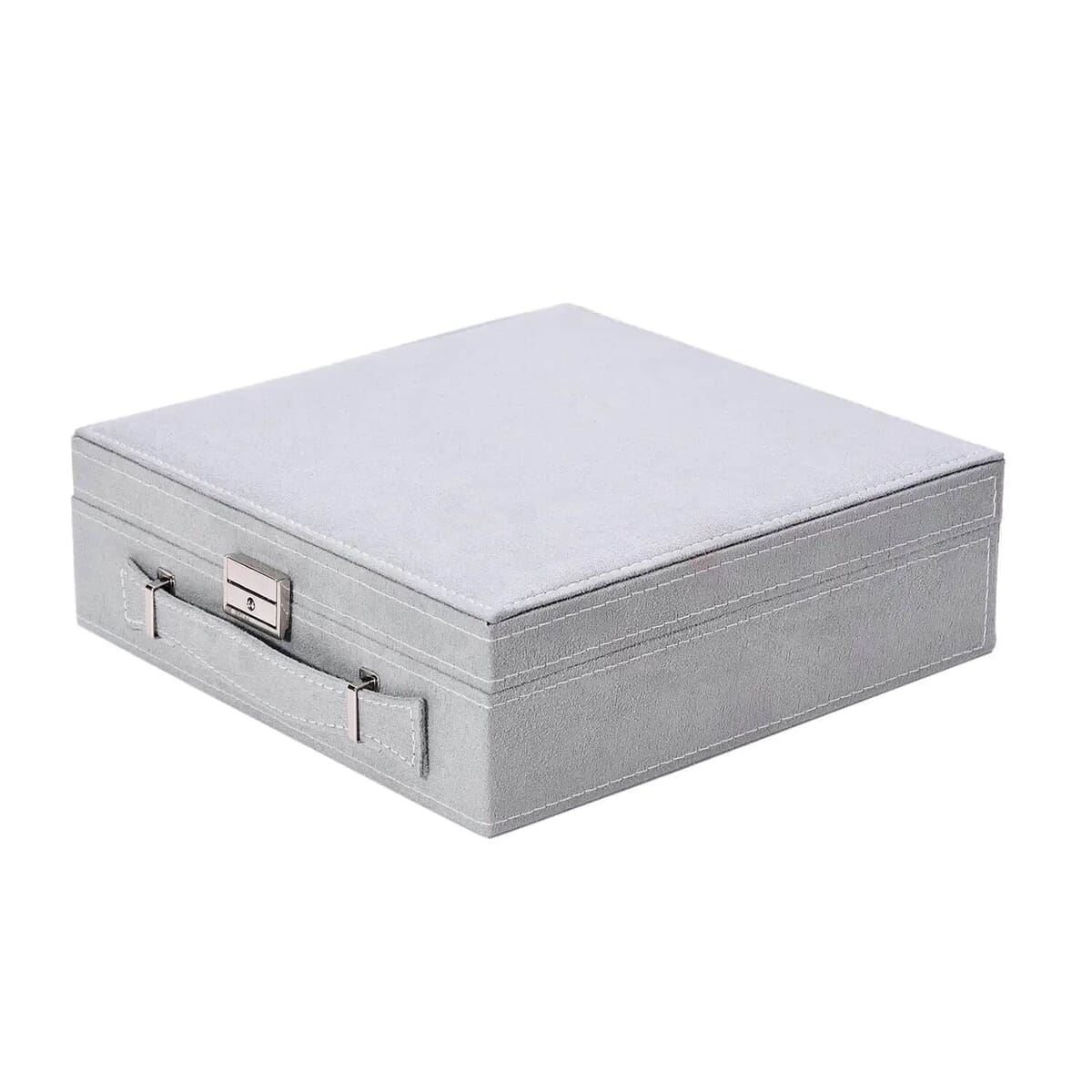 Set of 2 Purple and Gray Faux Velvet Briefcase Style 2-Tier Jewelry Box with Anti-Tarnish and Scratch Protection Interior (Approx 60 Rings, etc) image number 7