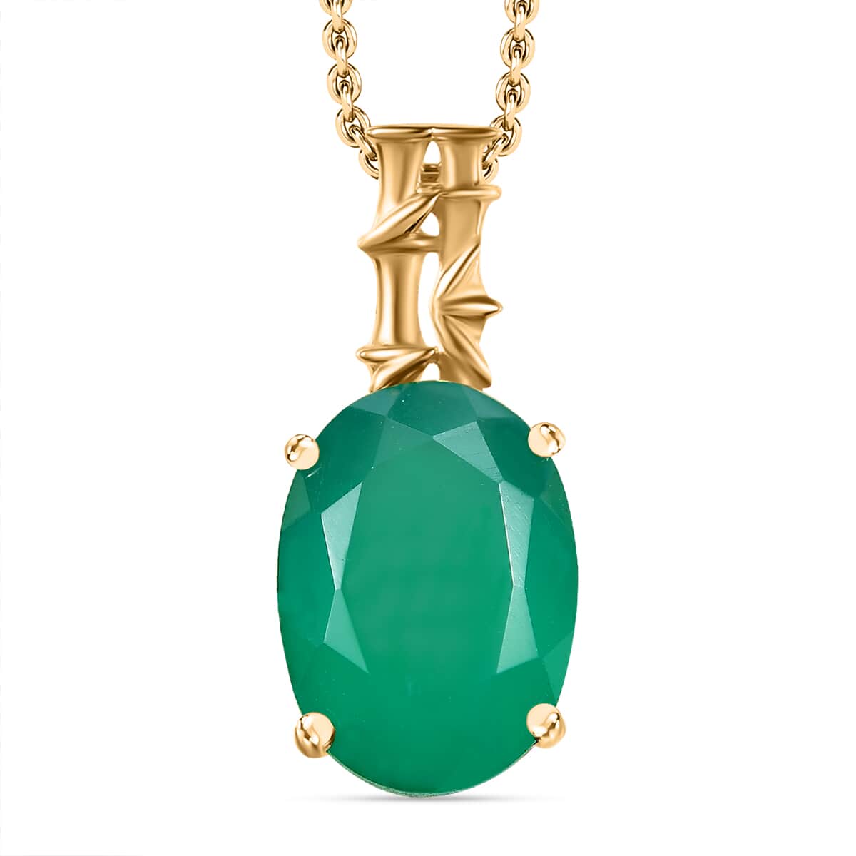 Verde Onyx 5.65 ctw Bamboo Pendant Necklace 20 Inches in 18K Vermeil Yellow Gold Over Sterling Silver image number 0