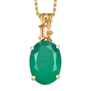 Verde Onyx 5.65 ctw Bamboo Pendant Necklace 20 Inches in 18K Vermeil Yellow Gold Over Sterling Silver