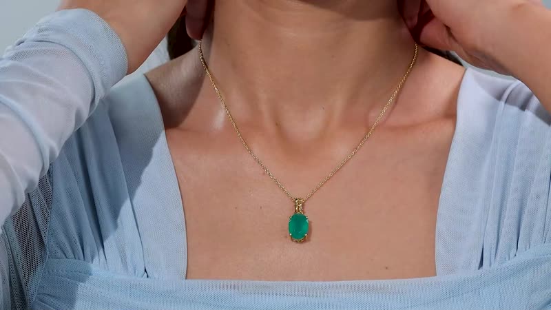 Verde Onyx 5.65 ctw Bamboo Pendant Necklace 20 Inches in 18K Vermeil Yellow Gold Over Sterling Silver