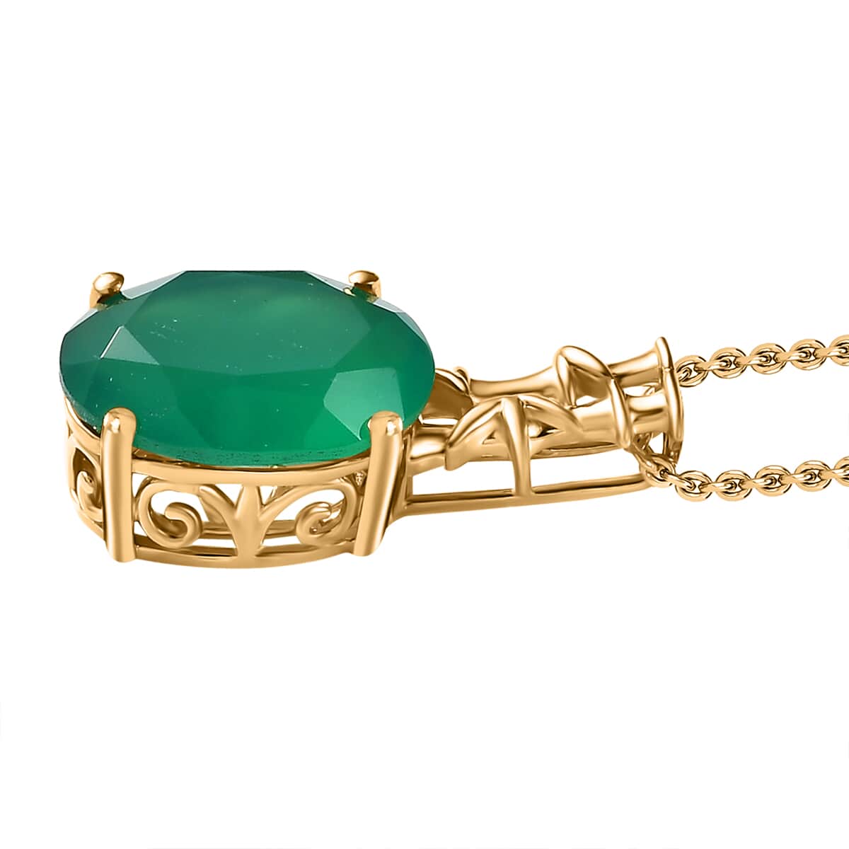 Verde Onyx 5.65 ctw Bamboo Pendant Necklace 20 Inches in 18K Vermeil Yellow Gold Over Sterling Silver image number 3