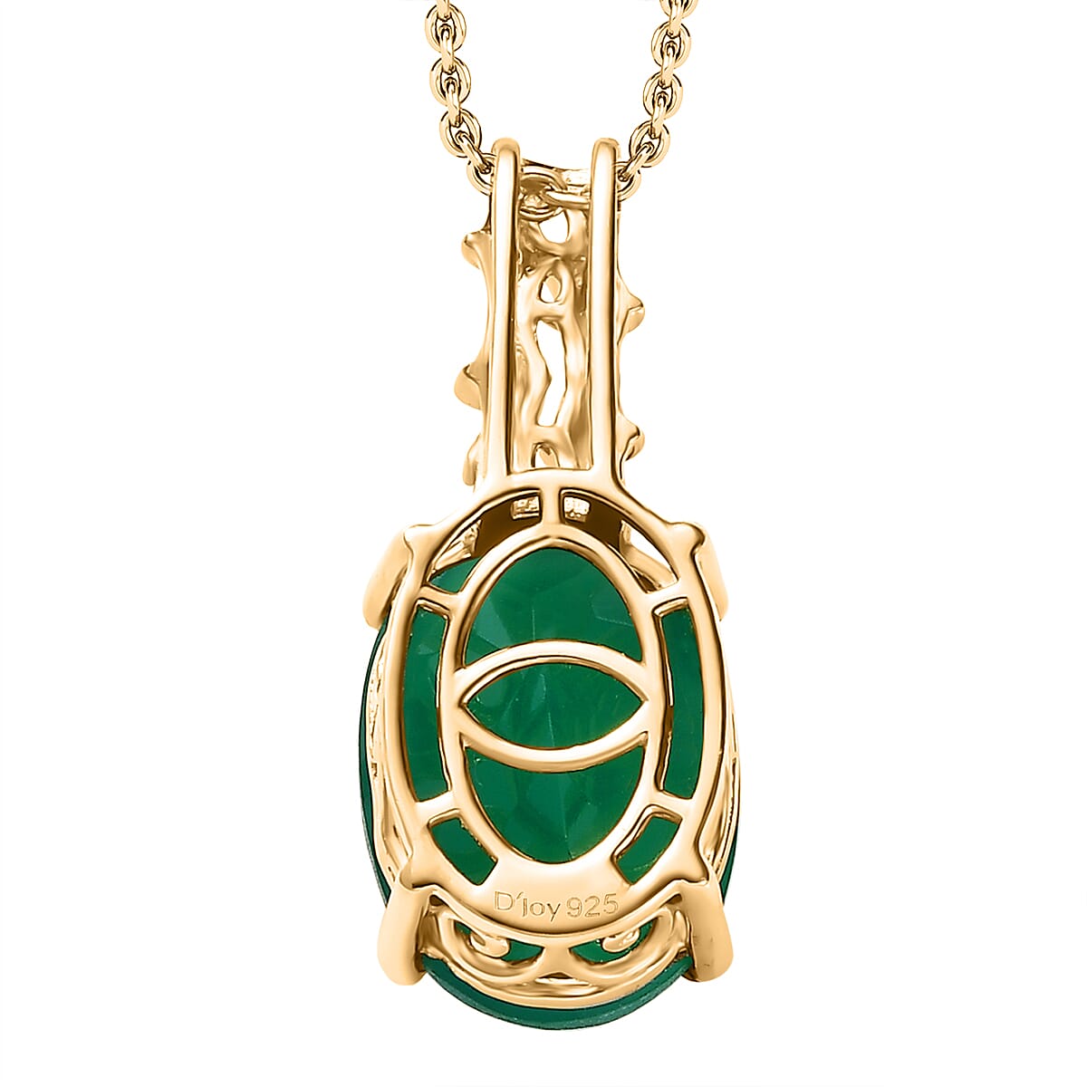 Verde Onyx 5.65 ctw Bamboo Pendant Necklace 20 Inches in 18K Vermeil Yellow Gold Over Sterling Silver