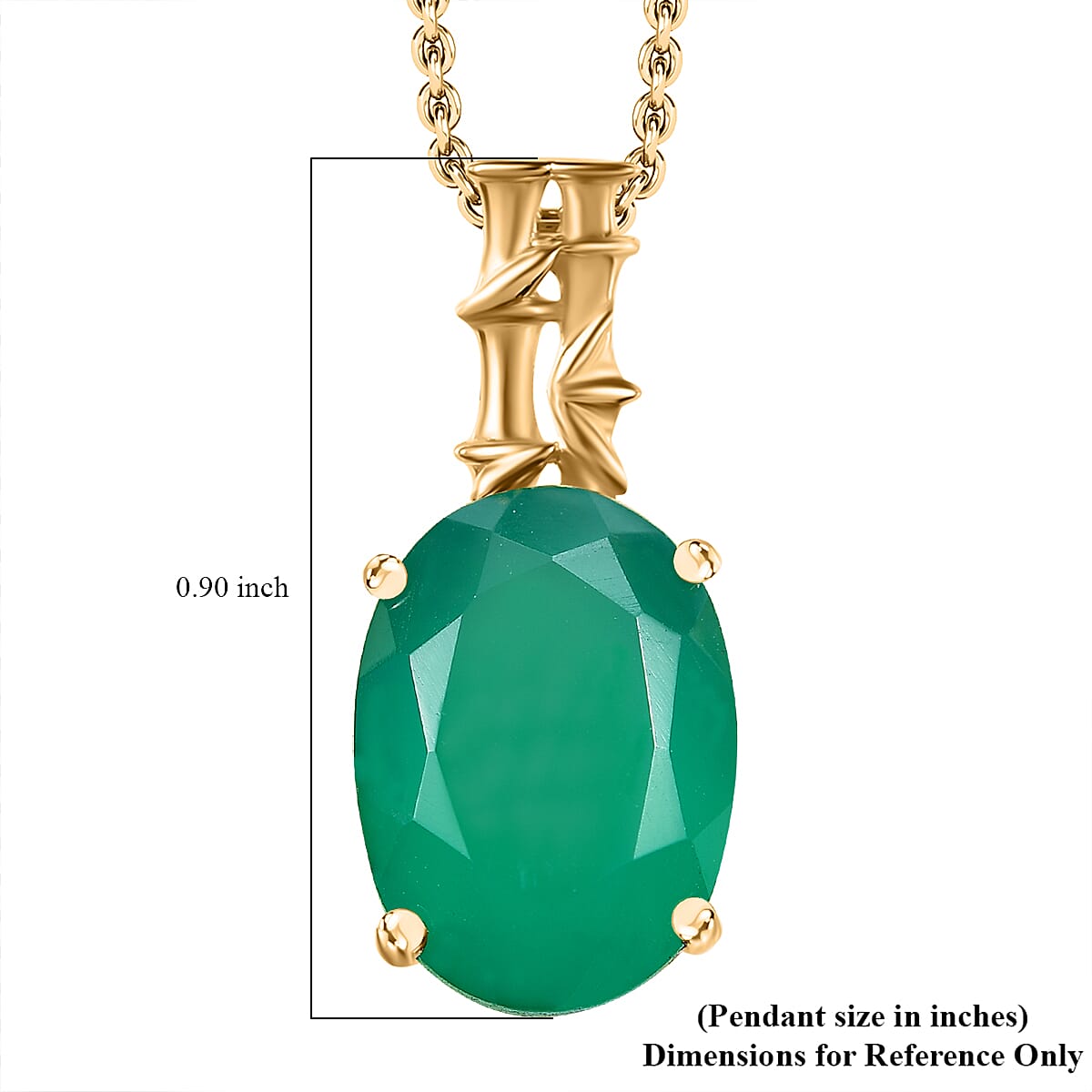 Verde Onyx 5.65 ctw Bamboo Pendant Necklace 20 Inches in 18K Vermeil Yellow Gold Over Sterling Silver