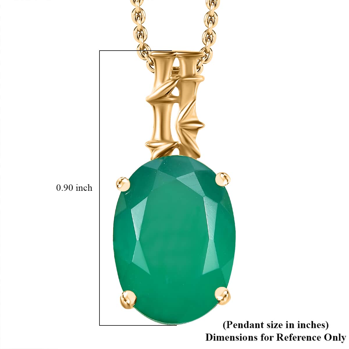 Verde Onyx 5.65 ctw Bamboo Pendant Necklace 20 Inches in 18K Vermeil Yellow Gold Over Sterling Silver image number 5