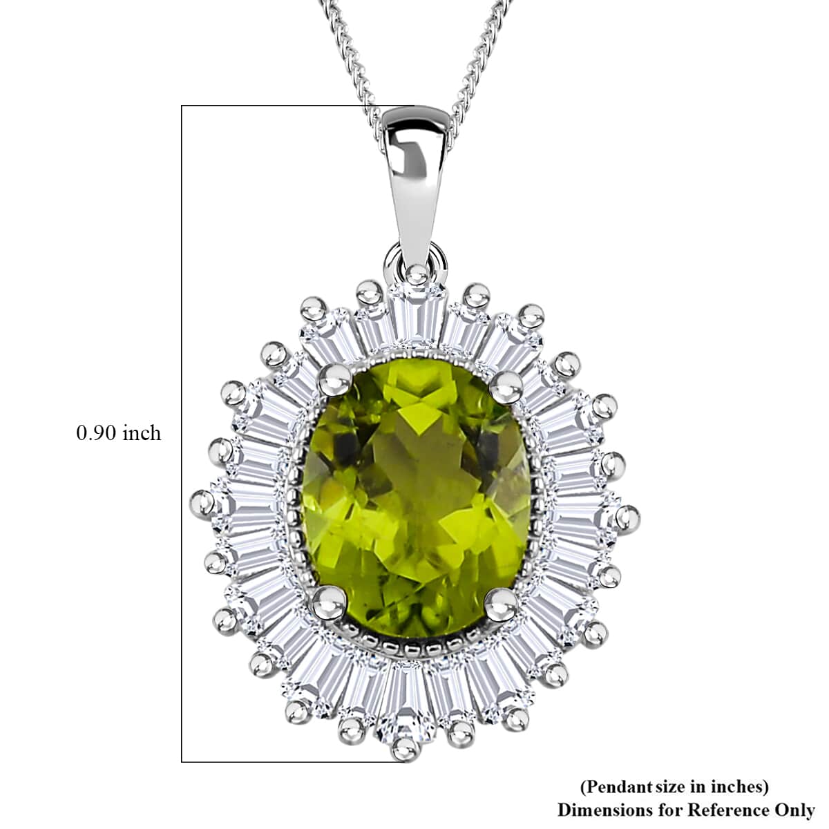 Hebei Peridot and Moissanite 3.70 ctw Victory Tribute Pendant Necklace in Platinum Over and Rhodium Over Sterling Silver 18 Inches image number 6