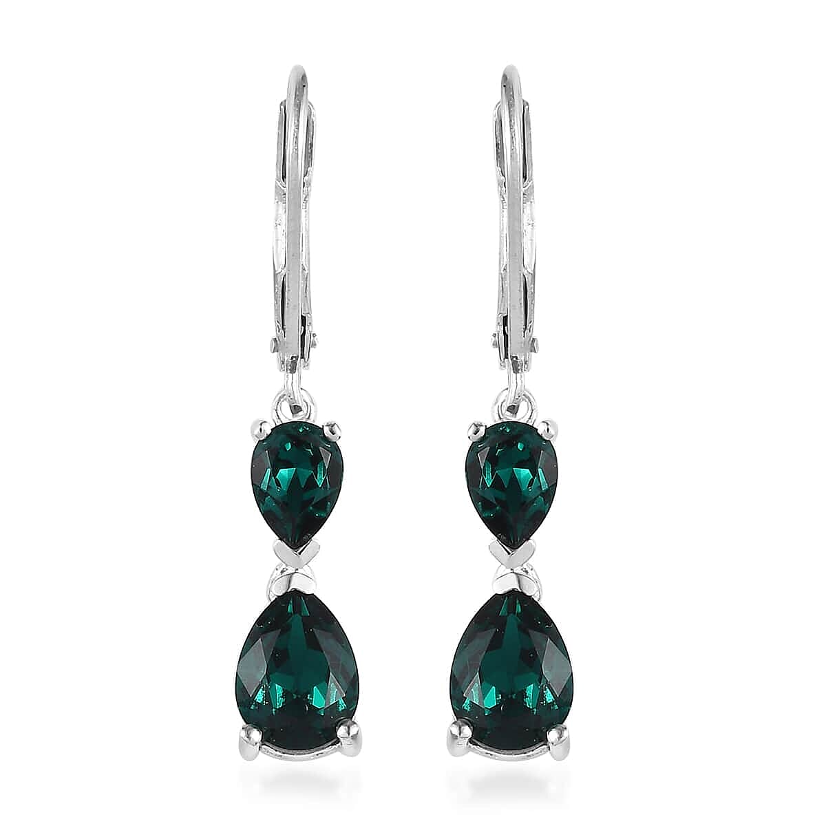 Gift Set - Emerald Color Austrian Crystal Snake Chain Bracelet with Interchangeable 12 pcs Charms (7.0-9.0In) and Lever Back Earrings in Sterling Silver and Silvertone