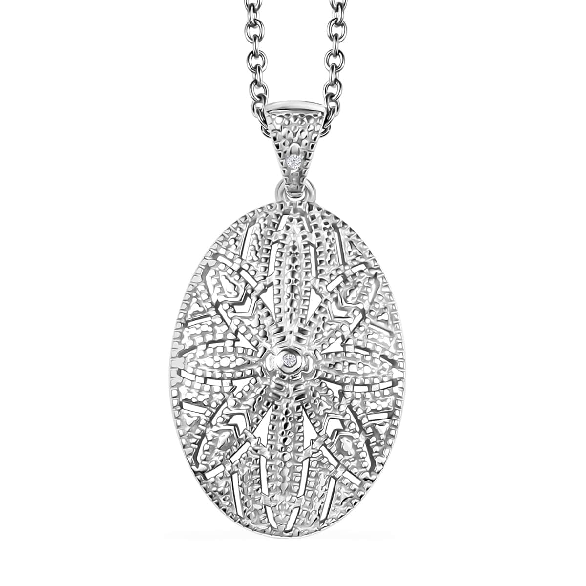 Karis Diamond Accent Pendant in Platinum Bond with Stainless Steel Necklace 20 Inches image number 0