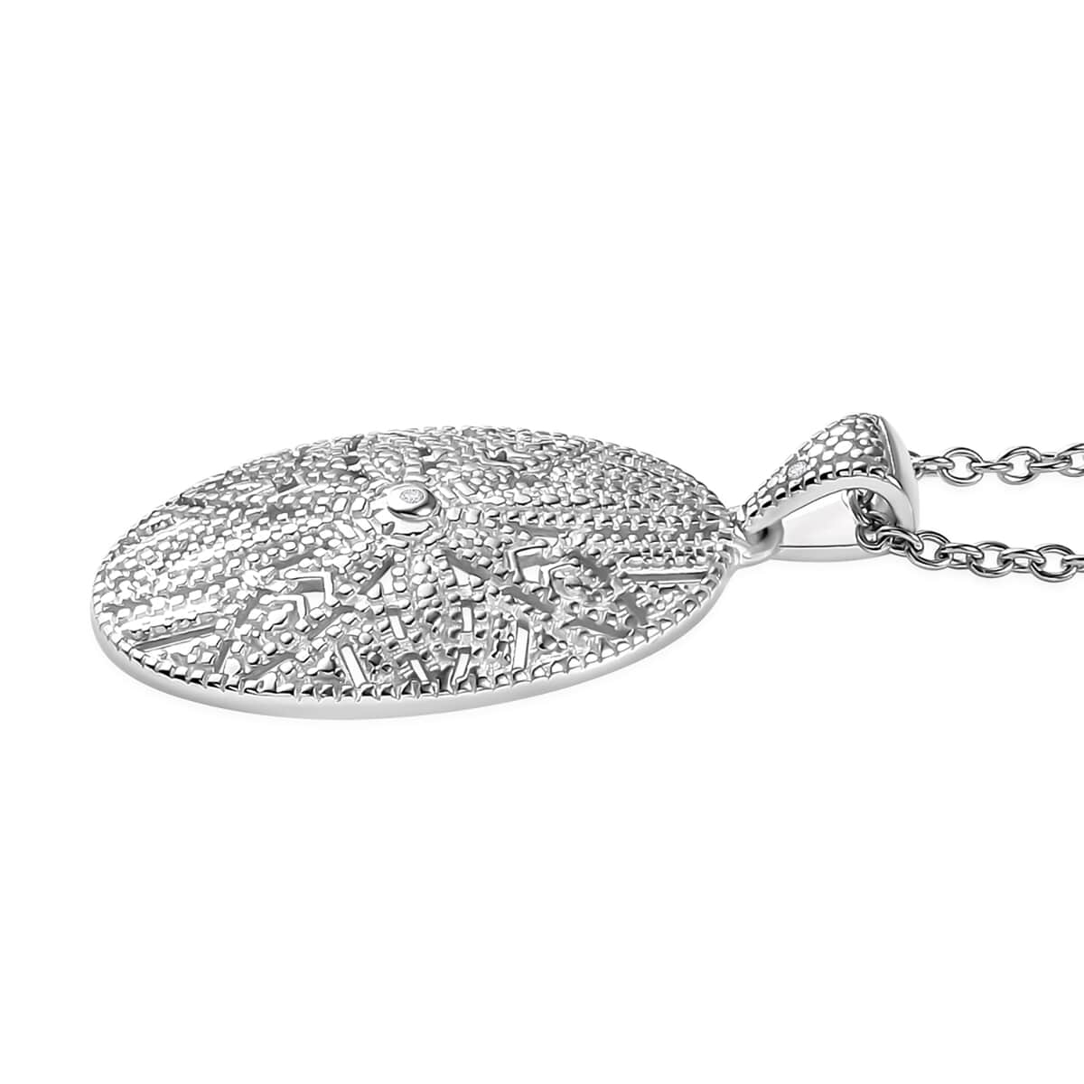 Karis Diamond Accent Pendant in Platinum Bond with Stainless Steel Necklace 20 Inches image number 3