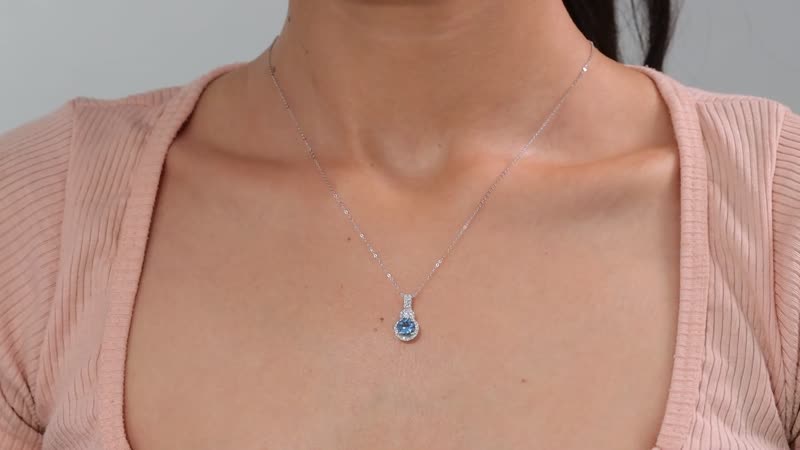 Certified & Appraised Rhapsody AAAA Santa Maria Aquamarine and E-F VS Diamond Pendant Necklace in 950 Platinum 18 Inches 1.16 ctw
