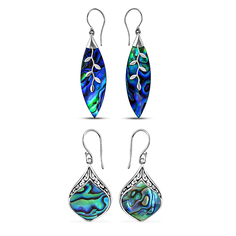 Set of 2 Abalone Shell Earrings in Sterling Silver