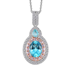 Betroka Blue Apatite and Multi Gemstone Pendant Necklace 2.50 ctw in Rhodium Over Sterling Silver 20 Inches