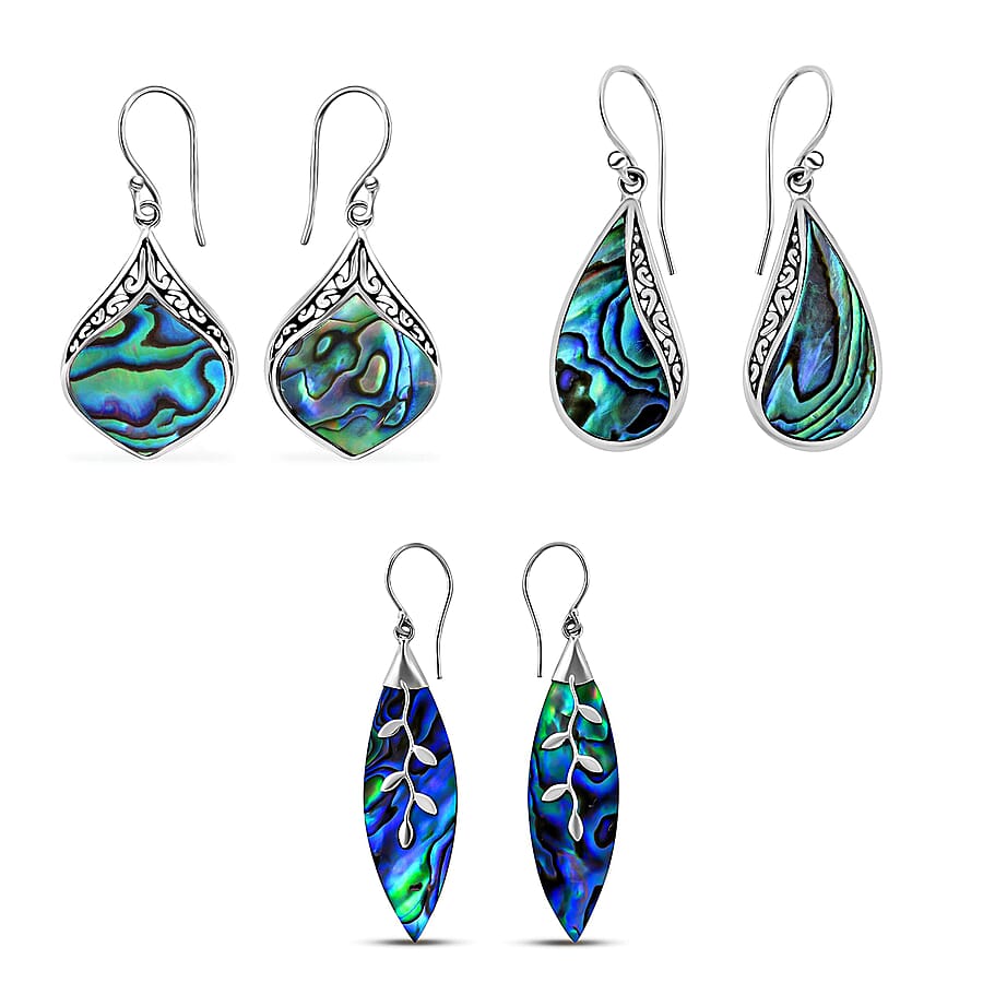 Set of 2 Abalone Shell Earrings in Sterling Silver
