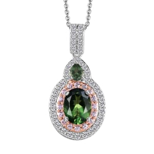 Madagascar Green Apatite and Multi Gemstone Pendant Necklace 2.40 ctw in Rhodium Over Sterling Silver 20 Inches
