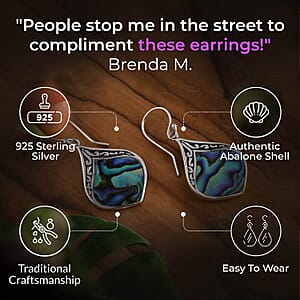 Abalone Shell Inlay, Resin Block Stretch Bracelet and Earrings in Sterling Silver