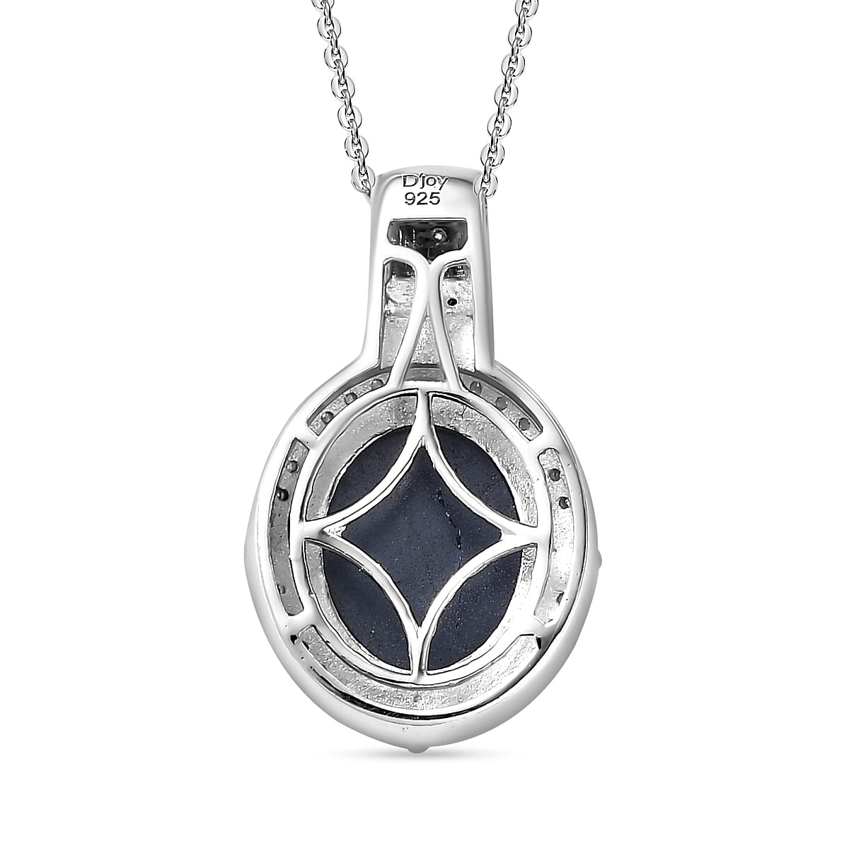 Blue Star Sapphire (DF) and Moissanite 6.90 ctw Celestial Pendant Necklace in Rhodium Over Sterling Silver 20 Inches