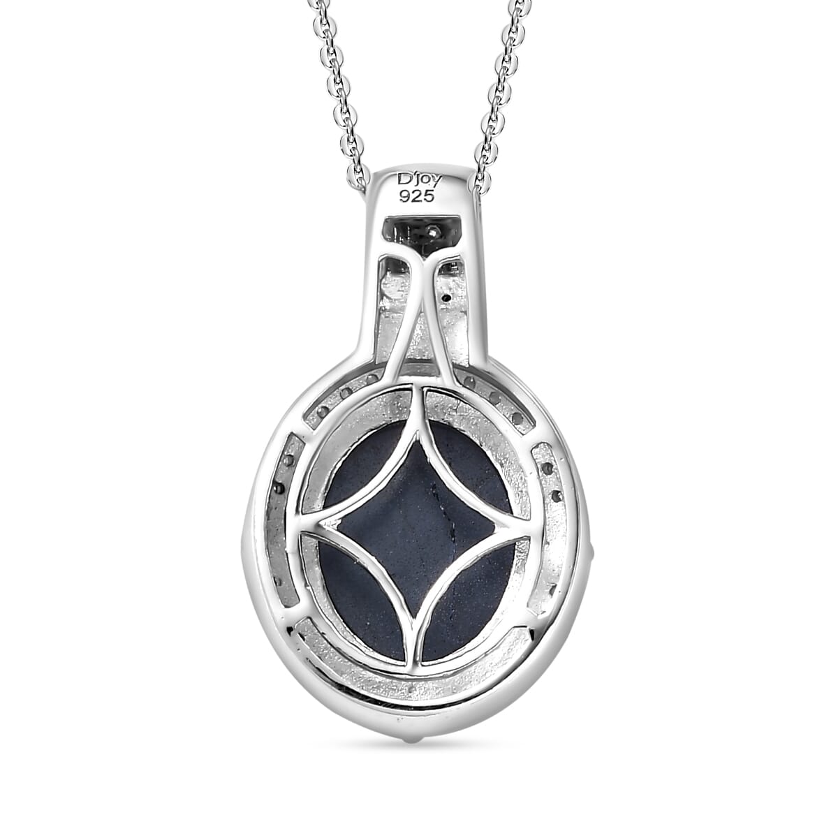 Blue Star Sapphire (DF) and Moissanite 6.90 ctw Celestial Pendant Necklace in Rhodium Over Sterling Silver 20 Inches image number 4