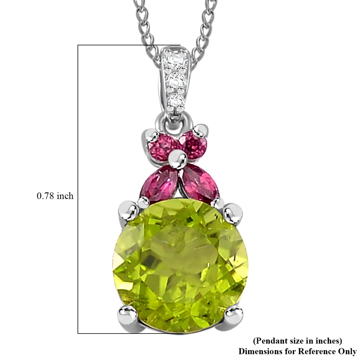 Hebei Peridot and Multi Gemstone 3.35 ctw Flutter Wing Pendant Necklace in Rhodium Over Sterling Silver 18 Inches image number 6