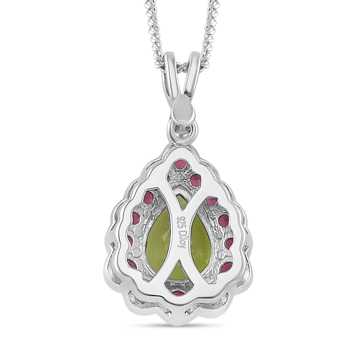 Hebei Peridot and Multi Gemstone 2.60 ctw Majestic Wall Pendant Necklace in Platinum and Rhodium Over Sterling Silver 18 Inches image number 4