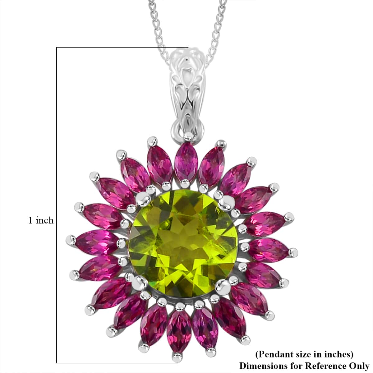 Hebei Peridot and Orissa Rhodolite Garnet 5.25 ctw Scarlet Star Pendant Necklace in Rhodium Over Sterling Silver 18 Inches image number 6