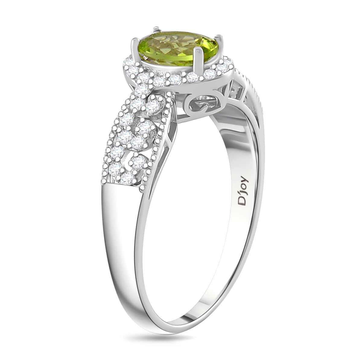 Peridot and White Zircon Pendant and Ring (Size 5.0) in Rhodium Over Sterling Silver 2.40 ctw image number 3