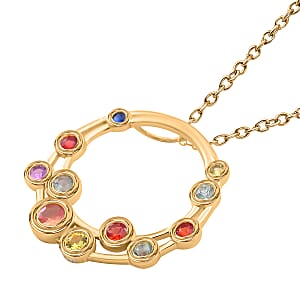 Multi Sapphire 1.20 ctw Bubbles Pendant Necklace 20 Inches in Vermeil Yellow Gold Over Sterling Silver 