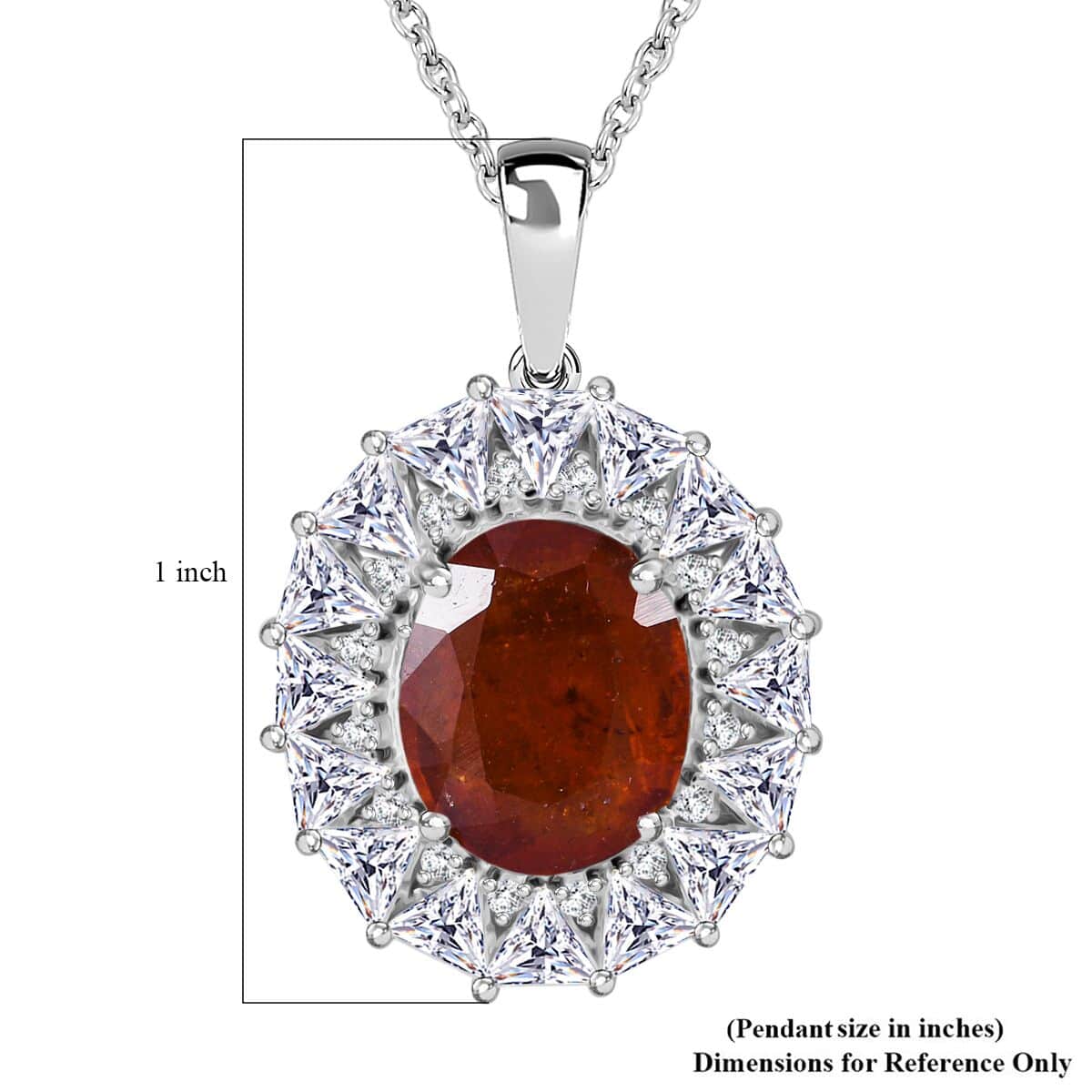 Tangerine Kyanite and White Topaz 6.35 ctw Midnight Radiance Halo Pendant Necklace 20 Inches in Rhodium Over Sterling Silver  image number 5