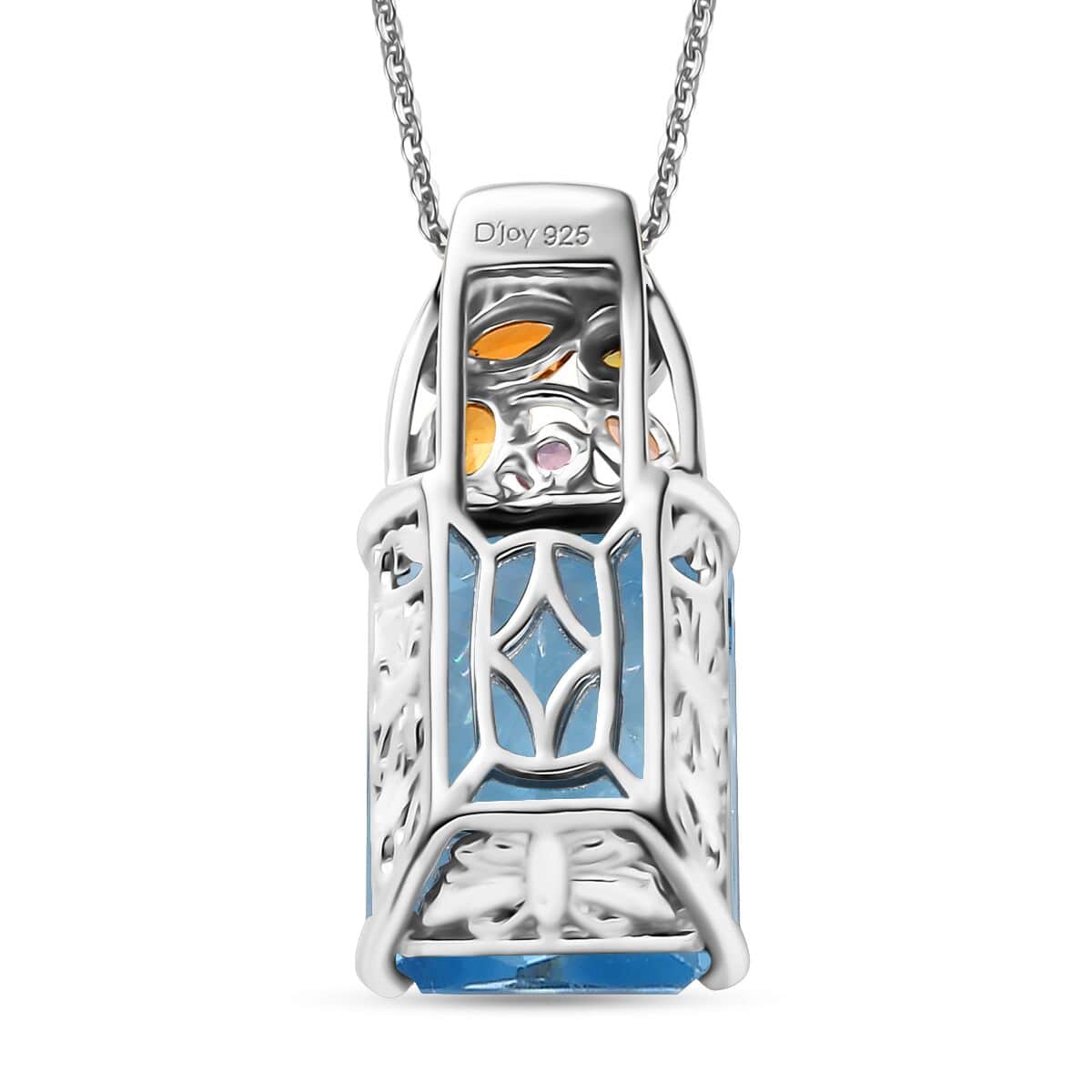 Radiant Cut Sky Blue Topaz and Multi-Tourmaline 16.30 ctw Pendant Necklace in Rhodium Over Sterling Silver 20 Inches image number 4