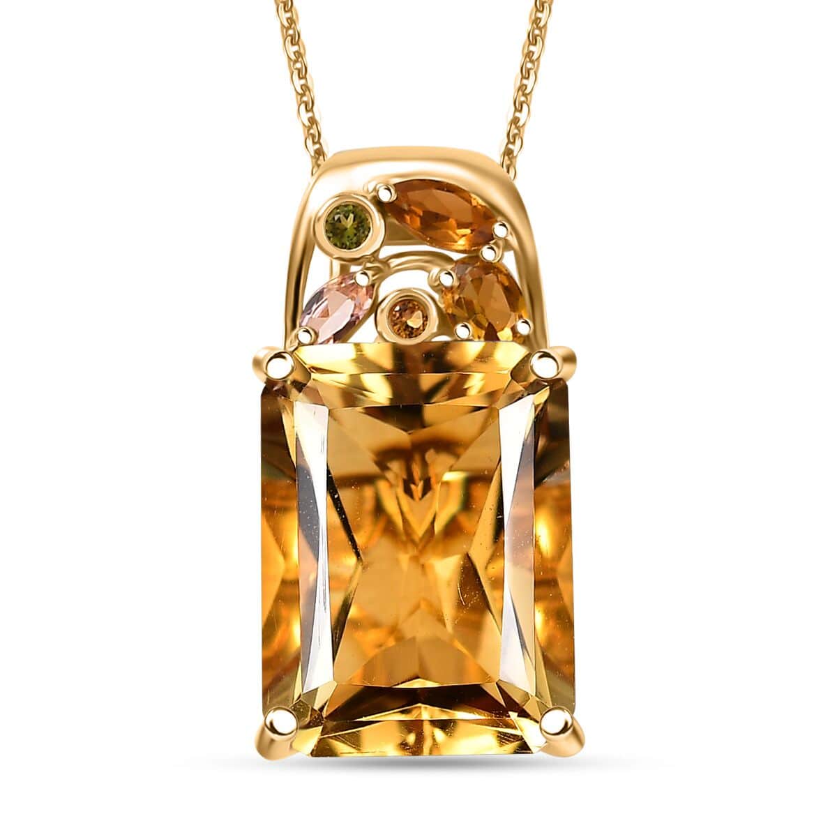 Radiant Cut Brazilian Citrine and Multi-Tourmaline 11.90 ctw Butterfly Pendant Necklace in 18K Vermeil Yellow Gold Over Sterling Silver 20 Inches image number 0